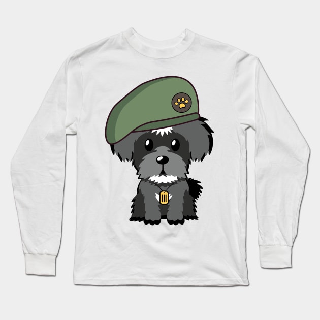 Green Beret Schnauzer Long Sleeve T-Shirt by Pet Station